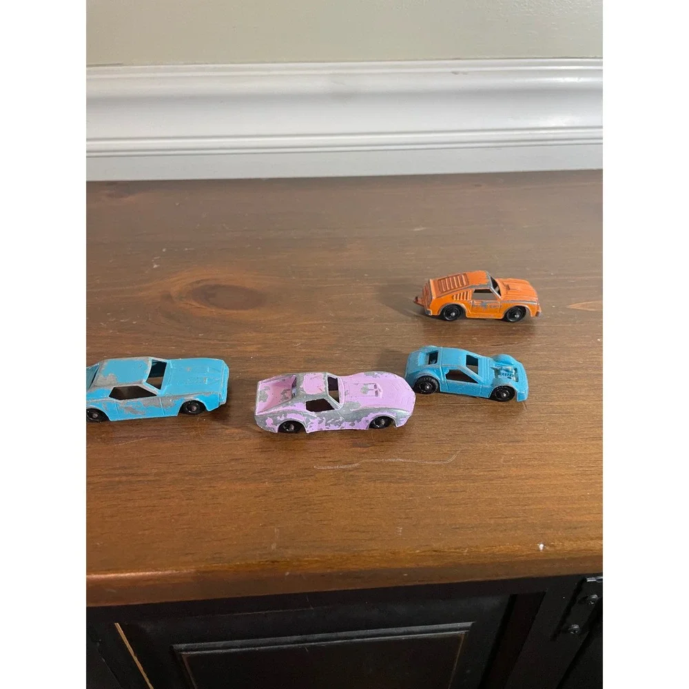 Vintage Diecast midge toy car Distressed Blue Purple Orange 4pc